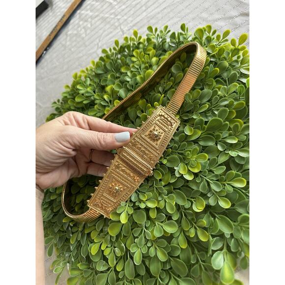 VTG Accessocraft N.Y.C. Stretch Waist Belt Gold Tone Double 23”-30” Small Medium main image 7